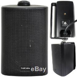 Outdoor Bluetooth Speaker Kit 2x Black Karaoke/Stereo Amp Garden BBQ Parties
