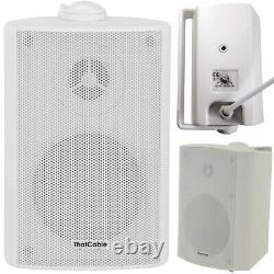 Outdoor Bluetooth Speaker Kit 2x White Karaoke/Stereo Amp Garden BBQ Parties