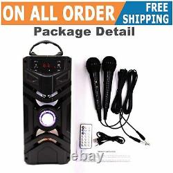 Portable Bluetooth Karaoke Machine with 2 Microphones Wireless Remote Control