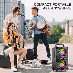 Portable Bluetooth Speaker Double Subwoofer Heavy Bass Outdoor Speaker