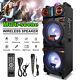 Portable Bluetooth Speaker Dual 10 Woofers + Tweeter With Disco Light Mic Remote