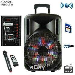 Portable Bluetooth Wireless 2500 Watts PA Speaker with Microphone & Remote Control