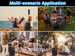 Portable Line Array DJ/PA Speaker System withBluetooth+Wireless Mic Remote Control