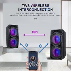 Portable TWS Wireless Bluetooth Speaker with RGB Lights Stereo Sound AUX Mic US