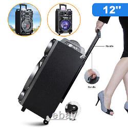 Portable Wireless Bluetooth Speaker Rechargeable Led Trolley Party Heavy Bass US