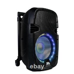 Powered 10 DJ Karaoke Speaker Rechargeable Bluetooth LED Wireless Mics Remote