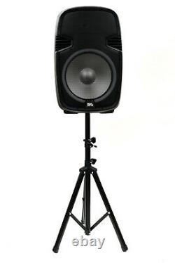 Powered 12 DJ Karaoke Speaker System Bluetooth LED Wireless Mic Cables Remote