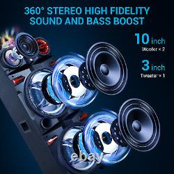 Professional Large Bluetooth Speaker Rechargeable Dual 10 Woofer & Karaoke Mic