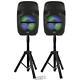 Qfx- Twin 8 True Wireless Speaker Set With Stands & Two Microphones + Remote