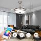 Retractable Ceiling Fan With Led Light And Bluetooth Speaker 7 Changing Color New