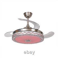 Retractable Ceiling Fan with LED Light and Bluetooth Speaker 7 Changing Color USA