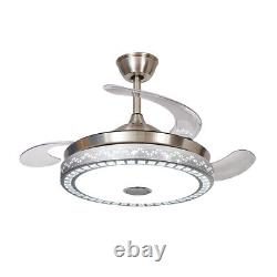 Retractable Ceiling Fan with LED Light and Bluetooth Speaker 7 Changing Color US