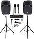Rockville Rpg152k 15 Powered Speakers Withbluetooth+dual Uhf Wireless Mics+stands