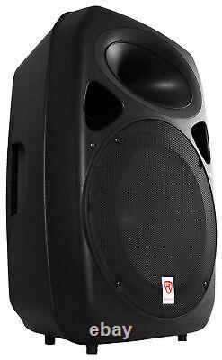 Rockville RPG152K 15 Powered Speakers withBluetooth+Dual UHF Wireless Mics+Stands