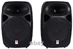 Rockville RPG152K Dual 15 Powered Speakers/Bluetooth+Mic+Speaker Stands+Cables