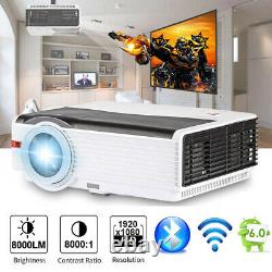 Smart LED Projector Full HD 1080p Blue-tooth Home WIFI Cinema HDMI Airplay USB