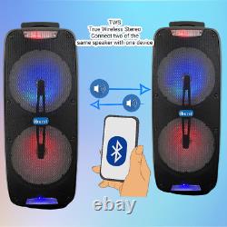 Speaker Party Bluetooth Portable System Sound Bass Heavy Mic Sub LED Wireless