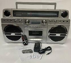 TechPlay Monster S 1980S-Style Portable Boombox/CD/Cassette AM/FM, rechargeabl