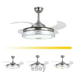 USED 42 LED Chandelier Invisible Ceiling Fan Wireless Bluetooth &Remote Control
