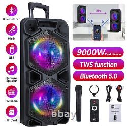 Wireless Bluetooth Speaker Dual 10 Woofer Party FM Karaok DJ AUX With Mic Remote