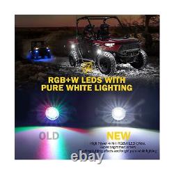 Xprite RGBW LED Rock Lights Kit with Bluetooth & Wireless Remote Controller