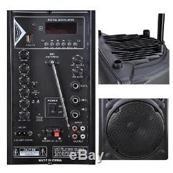 12 Portable Bluetooth Sans Fil Usb Karaoke Haut-parleur À Distance Fm Dj Microphone