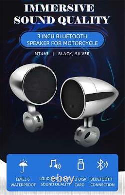 12v 50w 3''motorcycle Atv Utv Audio Stereo Speaker Wireless Remote+bluetooth Usb