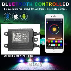 2X 3ft Lumières de fouet RGB LED avec télécommande pour UTV + 4 Projecteurs RGB pour rochers sans fil Bluetooth.