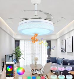 42 Télécommande invisible de ventilateur de plafond Bluetooth avec haut-parleur LED à 7 couleurs