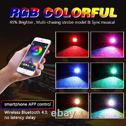 4ft Spiral RGB LED Whip Lights Télécommande + 6 Pods RGB Rock Light Bluetooth sans fil