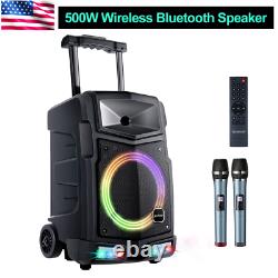 500w Karaoke Machine Pa Haut-parleur Bluetooth 2 Microphone Sans Fil Avec Distance