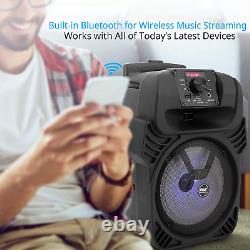 8 Portable Party Sans Fil Haut-parleur Bluetooth Lourd Basse Avec Télécommande Noire