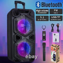 9000w Haut-parleur Bluetooth Portable Dual 10 Subwoofer Système De Son De Basse Lourde +mic