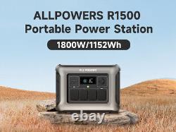 ALLPOWERS R1500 1800W 1152Wh Station d'alimentation portable LiFeP04 Générateur solaire pour camping-car