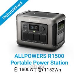 ALLPOWERS R1500 LiFeP04 1152Wh Station d'alimentation portable de secours Batterie de secours Remis à neuf