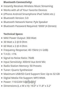 Amplificateur De Puissance Audio Bluetooth Sans Fil 300w 4 Channel Home Theater Stereo Re