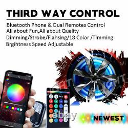 Bluetooth 15 Rgb Led Wireless Wheel Rings Lights Color Changing /3 Ways Control