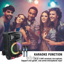 Bluetooth Karaoke Machine System Avec 2 Mics Sans Fil Batterie Intégrée Remote Us