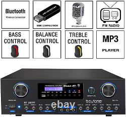 Boytone Bt-550ap Amplificateur De Puissance Stéréo Bluetooth Sans Fil À 4 Canaux 3000w Pmpo