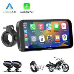 Carpuride W603 Stéréo Moto Sans Fil Carplay Android Auto Avec Caméras Doubles HD 1080P