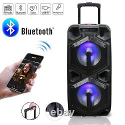 Enceinte Bluetooth TWS de 9000W avec double caisson de basse de 10 pouces, rechargeable, pour soirées avec FM, Karaoké, DJ et jeu de lumières.