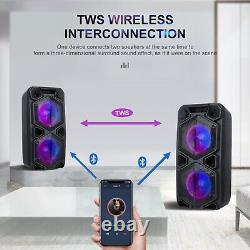 Enceinte Bluetooth portable TWS avec double subwoofer, système audio à basse lourde pour fêtes avec micro