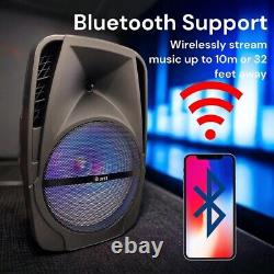 Enceinte Bluetooth sans fil 12 4600w stéréo extérieure avec basses puissantes, USB/TF/Radio FM