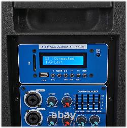 Enceinte DJ PA alimentée 12 800W V2 RPG12BT avec Bluetooth/sans fil/télécommande/égaliseur, noir