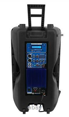 Enceinte Rockville RPG15BT V2 15 alimentée 1000W pour DJ PA en bleu avec Bluetooth/sans fil/télécommande