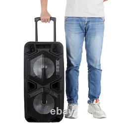 Enceinte de fête Bluetooth portable avec caisson de basses double 10'', système DJ PA Karaoké LED.