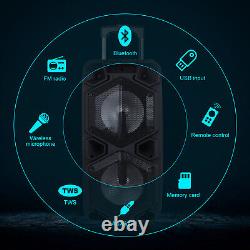 Enceinte de fête portable Bluetooth avec double subwoofer de 10 pouces et 9000W avec télécommande, lumières et micro