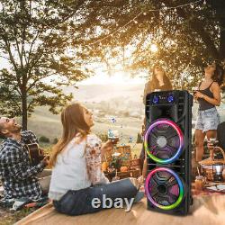 Enceinte de fête portable Bluetooth de 2800 W avec double subwoofer de 12 pouces, télécommande, lumières et micro