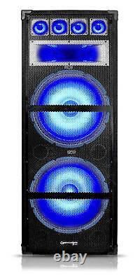 Enceintes karaoké LED doubles 15 pouces de Technical Pro + amplificateur Bluetooth + 2 micros sans fil