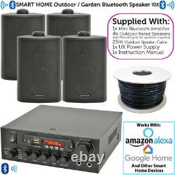 Extérieur Bluetooth Speaker Kit 4x Black Karaoke/stereo Amp Garden Bbq Parties